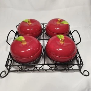 TEMPTATIONS BY TARA SET OF 4 APPLE BAKING DISHES WITH STAND IN STYROFOAM - Picture 1 of 3