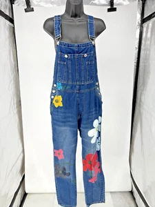 Mono con tirantes Miss Look Denim para mujer flores pintadas boho hippie talla mediana - Imagen 1 de 6