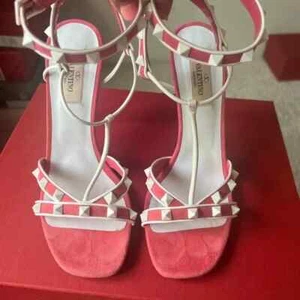 Authentic Valentino Rockstud Caged Stilettos in Pink Suede - Picture 1 of 4