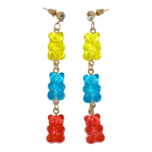 Long Multicolor GUMMY BEARS Drop Earrings - Picture 1 of 1