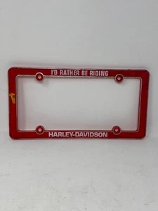 Marco de matrícula rojo reflectante I'd Rather Be Riding Harley-Davidson - Imagen 1 de 9