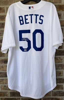 PSA/DNA Mookie Betts Los Angeles Dodgers White Nike Signed Jersey Auto MVP?! - Image 1 of 4