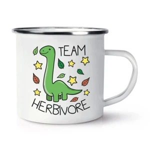 Team Herbivore Dinosaur Enamel Mug Cup Vegan Vegetarian Joke Healthy - Picture 1 of 1