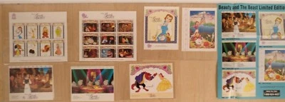La Bella y la Bestia Ediciones Limitadas Conjunto Completo de Estampillas San Vicente con Certificado de Autenticidad Foto 1 de 4