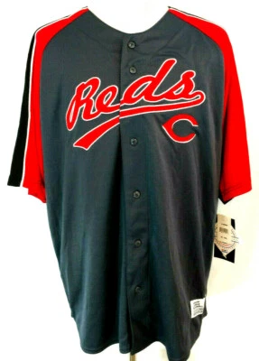 Cincinnati Reds MLB Jersey Mens XL Baseball Red Black Gray Embroidered Button Up - Image 1 of 4