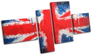 Union Jack Farbe Tropf Abstrakt LEINWAND WANDBILD Bild Druck VA - Bild 1 von 1