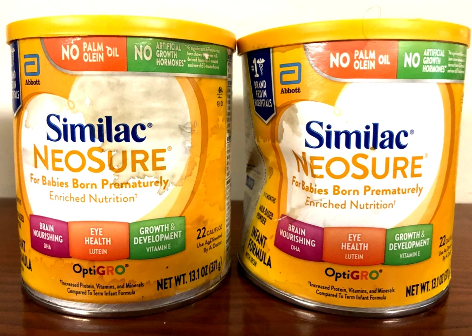 (2) Similac Neosure para bebés prematuros OptiGRO, lata de 13,1 oz, 6/2027 dañada Foto 1 de 4