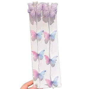 Fabric Princess Hairpins with Butterfly Bow and Tassel Handmade Clips for Girls - Picture 1 of 20