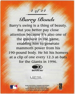 Barry Bonds 1997 DONRUSS STUDIO MLB MASTER STROKES 8X10 JUMBO CARD #4of24 Giants - Picture 1 of 2