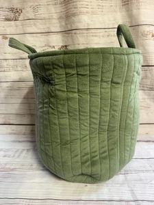 Velvet Bin - Green - 13 Inches Wide 14 Inches Tall With Handles NWT - Picture 1 of 3