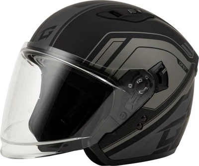 GMAX OF-87 Duke Open Face Motorcycle Helmet w/LED Light Matte Black/Gray XL - Image 1 of 4