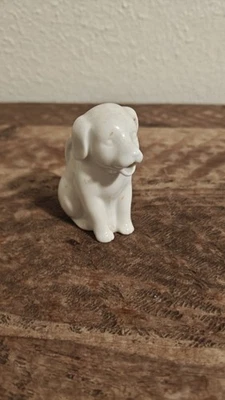 Mini crema coleccionable pequeña de porcelana blanca para perro  Foto 1 de 4