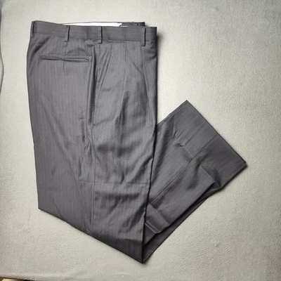 Balenciaga 裤子男式 37x30 细条纹超 110s 羊毛连衣裙意大利 FINTES 百褶 — 第 1/4 张图片