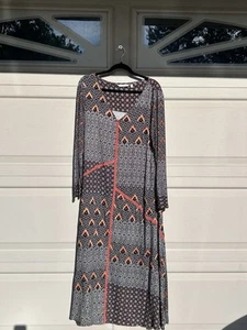 Soft Surroundings Women's Maxi Mercado Embroidered Beaded Geometric Dress XL - Picture 1 of 5