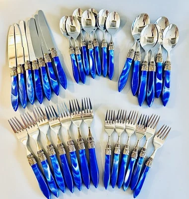 Juego de cubiertos de acero inoxidable perlado azul Stanley Roberts 33 piezas NUEVO DE COLECCIÓN Foto 1 de 4