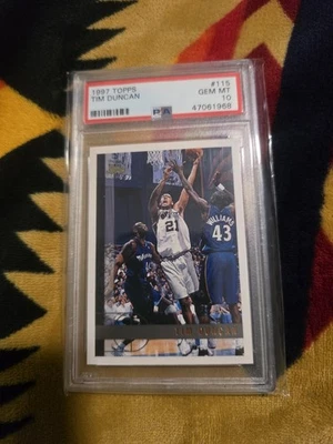 1997-98 Topps Baloncesto Tim Duncan #115 RC Novato PSA 10 Gemas Como Nuevo Spurs Hof Foto 1 de 2