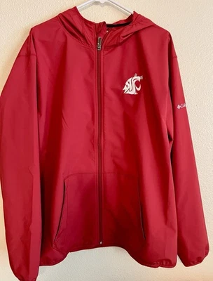 EUC! WSU Washington Cougars XL Columbia Lightweight Windbreaker Red Hood - Image 1 of 4