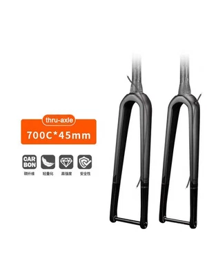 Carbon Gravel Bicycle Hard Fork Road Bike Rigid Fork Parts 700C Straight Tapered - Image 1 of 4