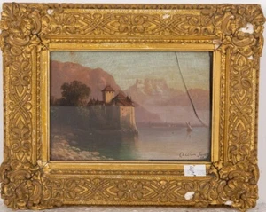 The Chateau de Chillon', 19th Century Impressionist Landscape,  Switzerland - Picture 1 of 7