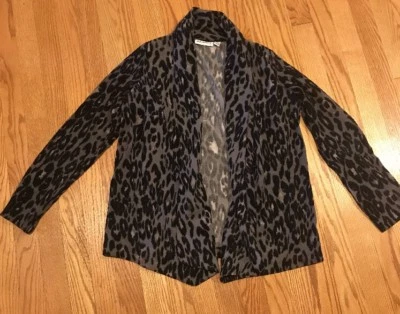 SUSAN GRAVER Cheetah Jaguar Leopard Silver Womens Blazer Jacket Coat Sz XXS  # - Image 1 of 4