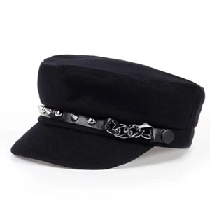 Spiked Chain Decoration Women Cadet Newsboy Fashion Cap Hat - Picture 1 of 5