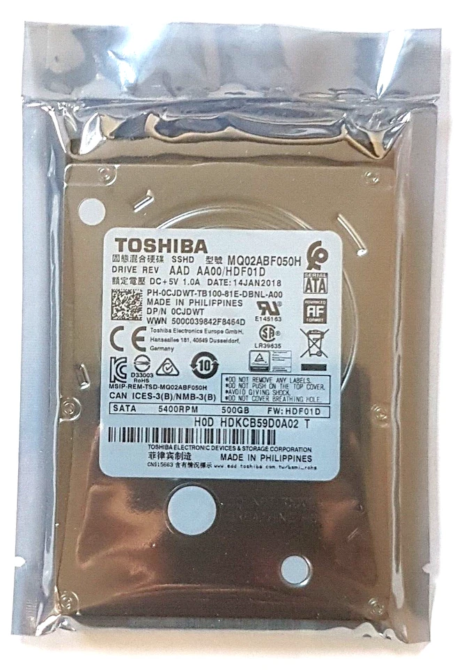 500 GB SATA Toshiba MQ02ABF050H SSHD 5400rpm 64MB 2,5 " Internal Hard Drive New - Image 1 of 1