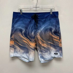 Oakley Mens Blue Orange Gradient Swirl 18" Pattern Straight Hem Boardshorts 34 - Picture 1 of 8