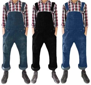 Hombres Mujeres Denim Dungarees Largo Algodón Informal Mono Pantalones Pechera Monos - Imagen 1 de 23