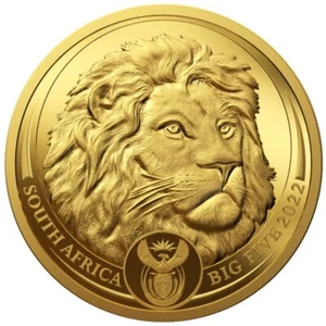 1 oz 50 Rand Südafrika Goldmünze Big Five II - Löwe 2022 PP mit Zertifikat u Box - Bild 1 von 4