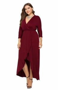 Women's Plus Size Solid Deep V Dress - Picture 1 of 20