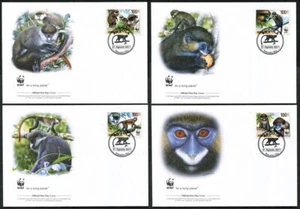 ANGOLA - 2011 WWF 'RED-TAILED MONKEY & MOUSTACHED MONKEY' Set of 4 FDC [E7447] - Imagen 1 de 1