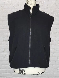 VTG Spyder Black Fleece Full Zip Vest MED Mens Zip Pockets Logo Ski/Snowboard - Picture 1 of 8