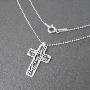 Collier pendentif croix ajourée en argent 925/1000e CO54 - Picture 1 of 3