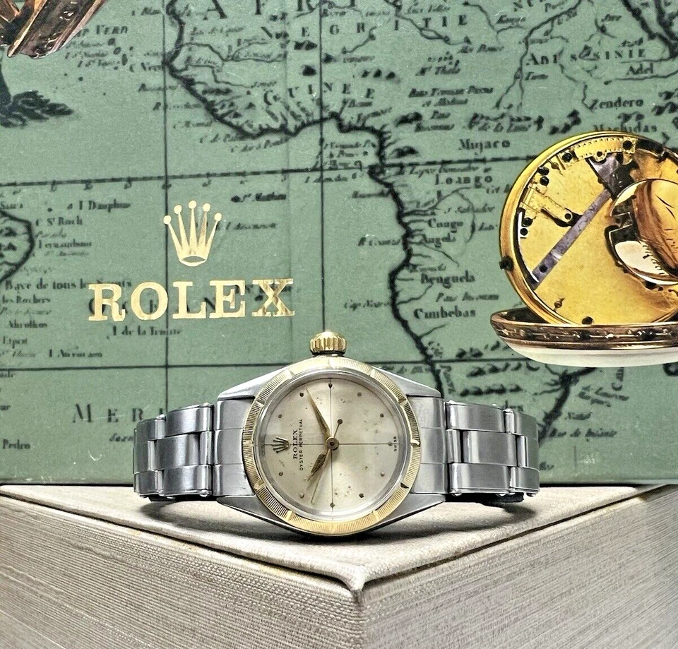 Damas Rolex Oyster Perpetual Oro Acero Inoxidable Zephyr Champagne 6623 Sin Fecha 1960 Foto 1 de 4