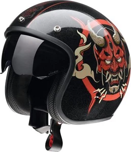 Z1R Saturn Devilish Open Face Motorcycle Helmet Black/Red - Picture 1 of 4