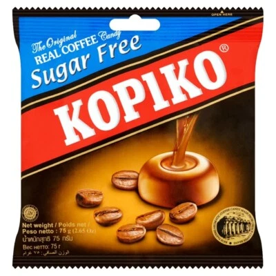 5 Packs of KOPIKO Sugar Free Coffee Hard Candy 75g Real Coffee Free Gift Include - Image 1 of 4