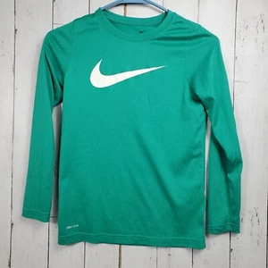 Nike Boy's Dri Fit Long Sleeve Sz M Green 819836 Athletic Crewneck - Picture 1 of 8