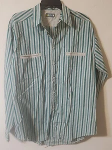 Vtg Levis Mens Shirt Large Green Stripe Long Sleeve International Collection - Picture 1 of 5