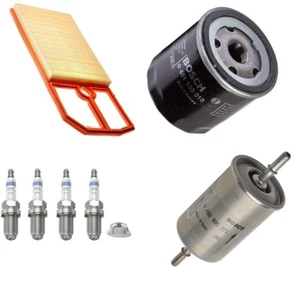 Service Kit Fits VW Polo Lupo Seat Bosch Air Oil Fuel Filter Super 4 Spark Plugs - Picture 1 of 7