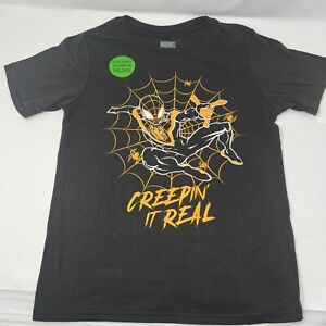 Boys Marvel SPIDER-MAN "Creepin' It Real" Halloween T-Shirt Size XL 14/16 NWT