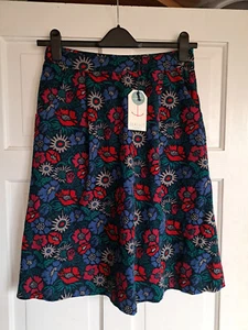 SEASALT BNWT Blue Red Floral Corduroy "Pomander Skirt" Size 10 100% Cotton - Picture 1 of 6