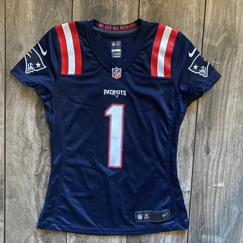 Women's Nike Cam Newton #1 New England Patriots NFL Football Jersey Navy Small Cover