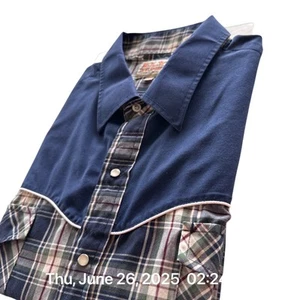 Camisa a Presión Ely Cattleman Perla Para Hombre Talla XXL Manga Larga Azul A Cuadros De Colección - Imagen 1 de 9