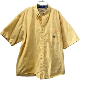 Camisa Bugle Boy De Colección Para Hombre Talla XL Cresta Amarilla Manga Corta Camisa Abotonada - Imagen 1 de 5