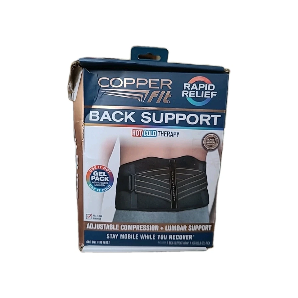 Copper Fit BACK SUPPORT Adjustable Compression+Lumbar Support Hot/Cold Therapy  - Image 1 of 1