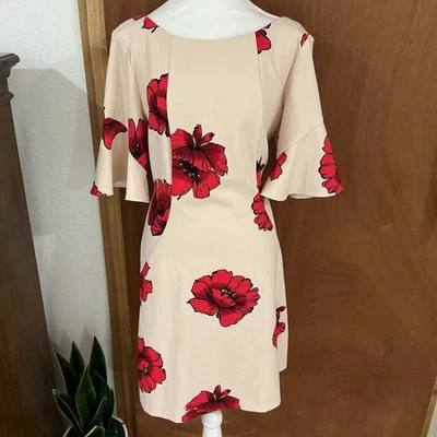 Vestido para mujer Gabby Skye crema amapola calce floral y acampanado talla 14 mangas campana Foto 1 de 4
