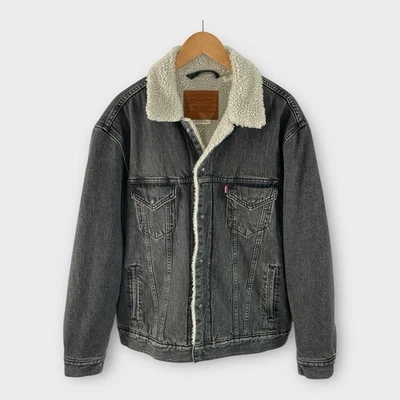 Mens Levi’s Premium Trucker Jean Jacket Sherpa Lined Big E Size Large - Image 1 of 4