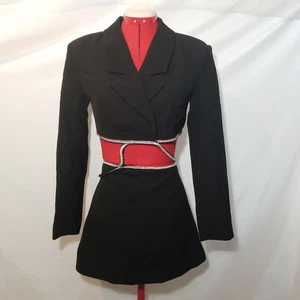 Chiyou Designer Brand Black Blazer Mini Skirt Set - Picture 1 of 10