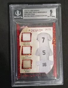 2024 Leaf ITG Game-Used Relic Mickey Mantle Joe DiMaggio /25 - BGS 9 MINT - Picture 1 of 2