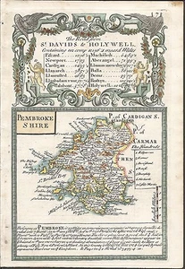 Antique map: Ogilby / Bowen, Pembrokeshire / Road from St. Davids to Holywell 1 - Picture 1 of 2